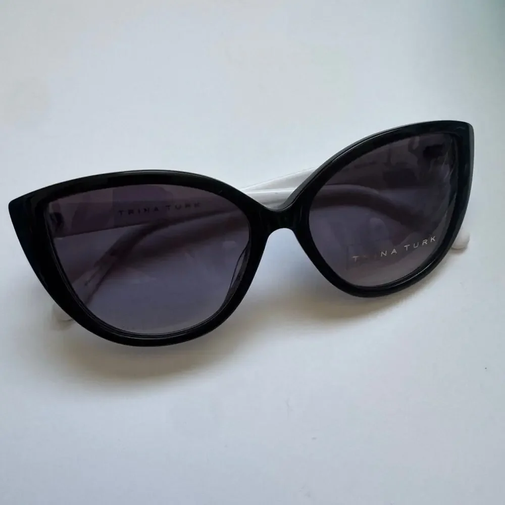 NEW Trina Turk Black and White Flores Cat Eye Sunglasses